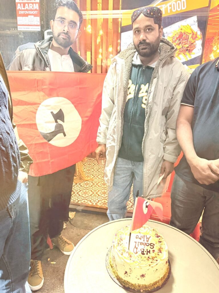 Celebration of Chairman Sohail Abro’s Birthday in London Members and supporters of the Jeay Sindh Freedom Movement (JSFM) gathered in London to celebrate the birthday of our beloved JSFM Chairman Sohail Abro with great respect and revolutionary zeal.