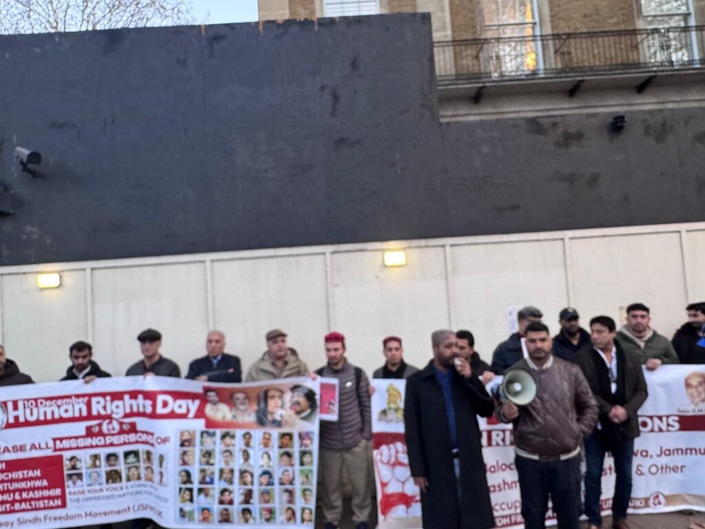 Speakers also urged the British Parliament to halt financial aid to Pakistan, alleging that such funds are being used to perpetuate repression and war crimes. The protest concluded with chants for “justice, equality, and humanity,” as activists vowed to continue their peaceful struggle until Pakistan ends enforced disappearances and honours its international human rights commitments.